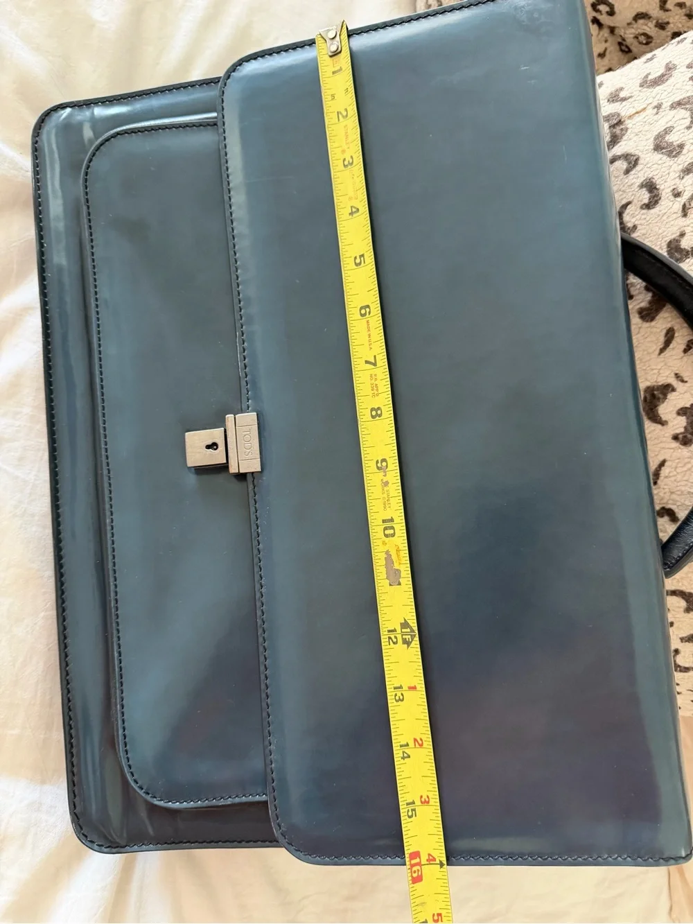 TOD'S Unisex Blue Leather Briefcase (Authentic)